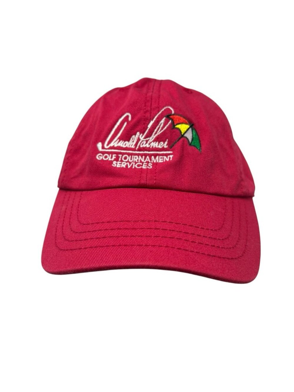 Arnold Palmer Golf Tournament Services Umbrella Logo Red Hat Strapback Dad Cap
